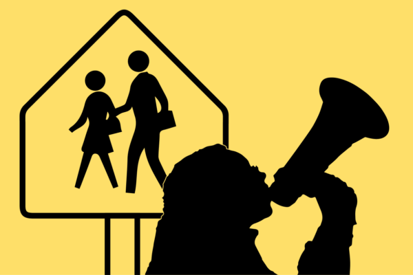 Graphic of student with megaphone