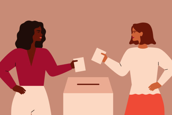 two people voting