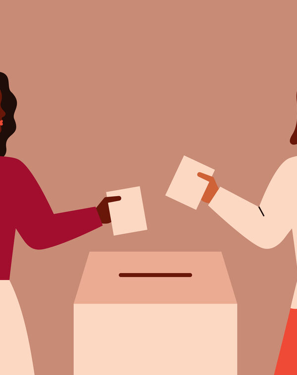 two people voting
