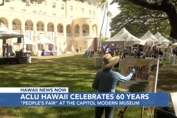 A screenshot of the People's Fair at Capitol Modern from Hawaii News Now's coverage