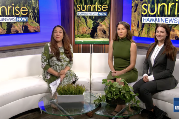Screenshot of news report to advertise People Power Lobby Day, featuring Mandy Fernandes and Liza Ryan-Gill.