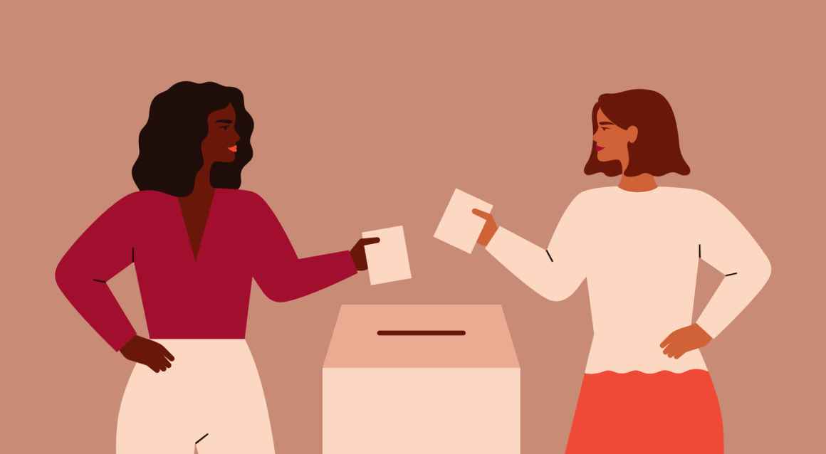 two people voting