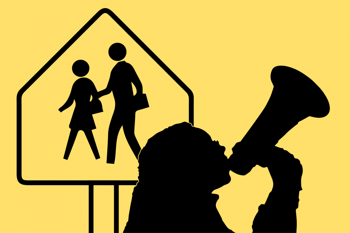 Graphic of student with megaphone 