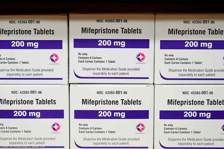 Boxes of the drug mifepristone.