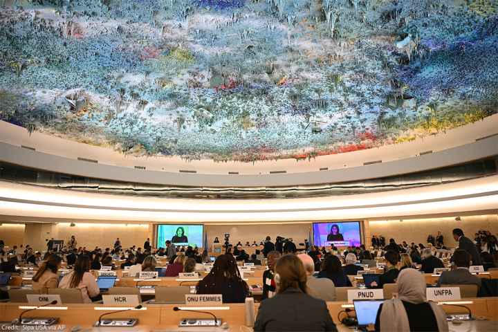 The United Nations Human Rights Council during a meeting at the United Nations in Geneva, Switzerland.