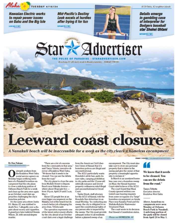 Leeward Coast Closure 04.16.2024